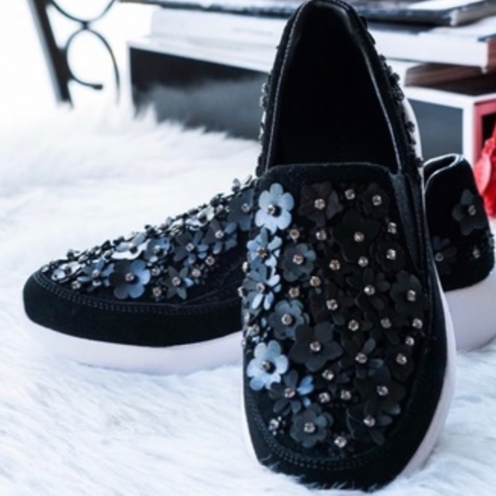 Zara Black Embellished Slip-On Sneakers